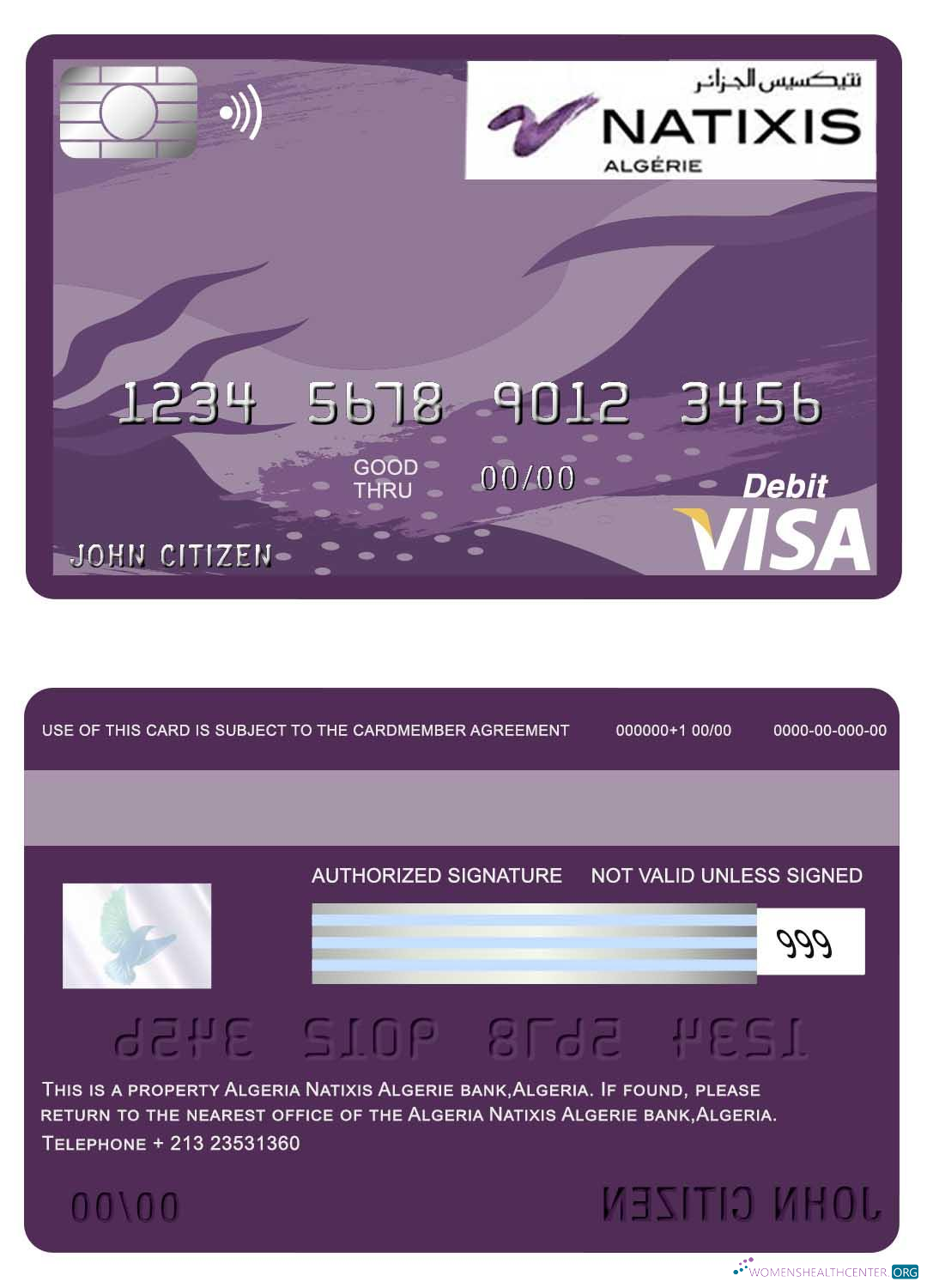 Download Algeria Natixis Algerie bank visa card Photoshop template